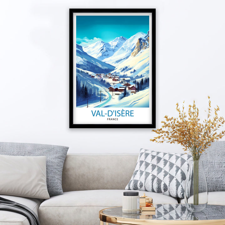 Val d'isere Travel Print | Ski Poster| Travel Poster| Ski Print| Val Di'sere Poster| French Alps| Skiing| Skiing Wall Art| Skiing Poster