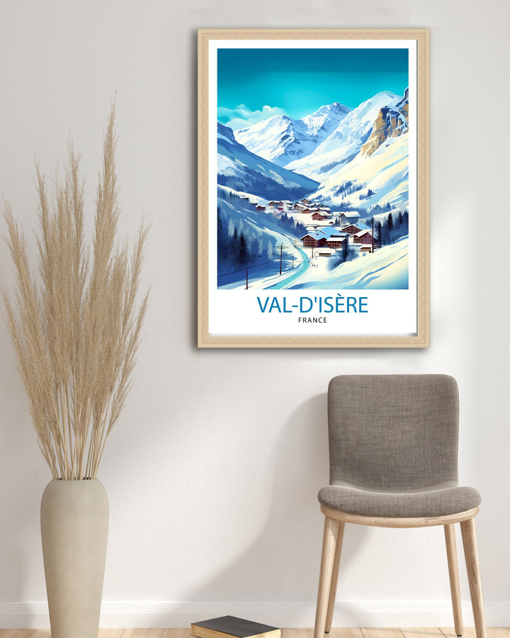 Val d'isere Travel Print | Ski Poster| Travel Poster| Ski Print| Val Di'sere Poster| French Alps| Skiing| Skiing Wall Art| Skiing Poster