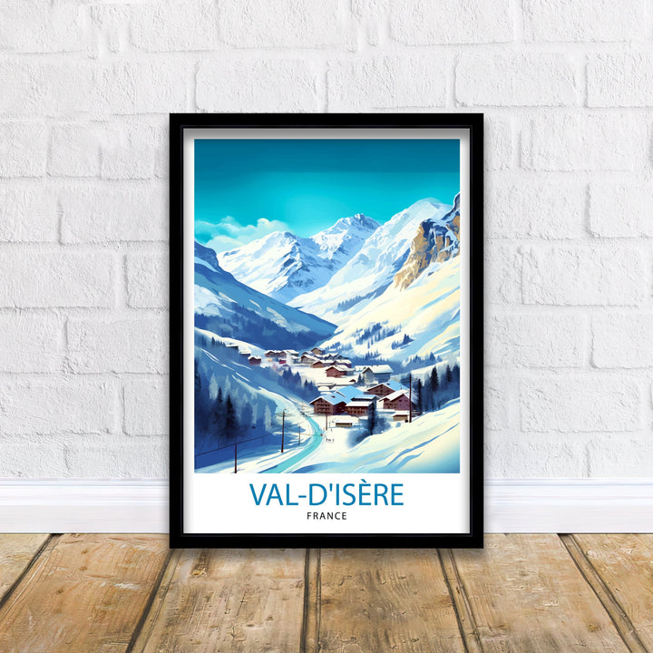 Val d'isere Travel Print | Ski Poster| Travel Poster| Ski Print| Val Di'sere Poster| French Alps| Skiing| Skiing Wall Art| Skiing Poster