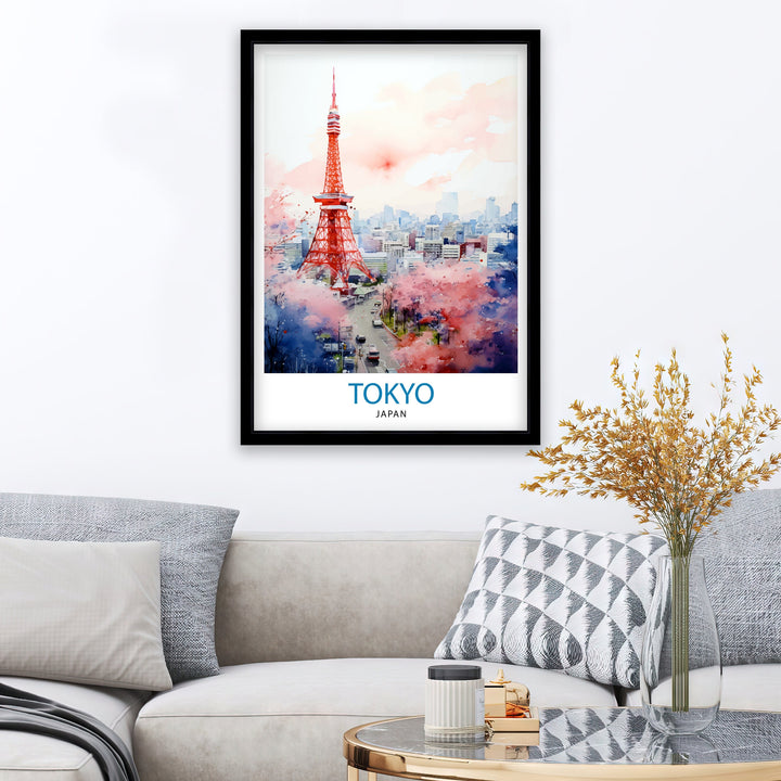 Tokyo Japan Travel Print Tokyo Wall Decor Tokyo Poster Japan Travel Prints Tokyo Art Print Tokyo Illustration Tokyo Wall Art