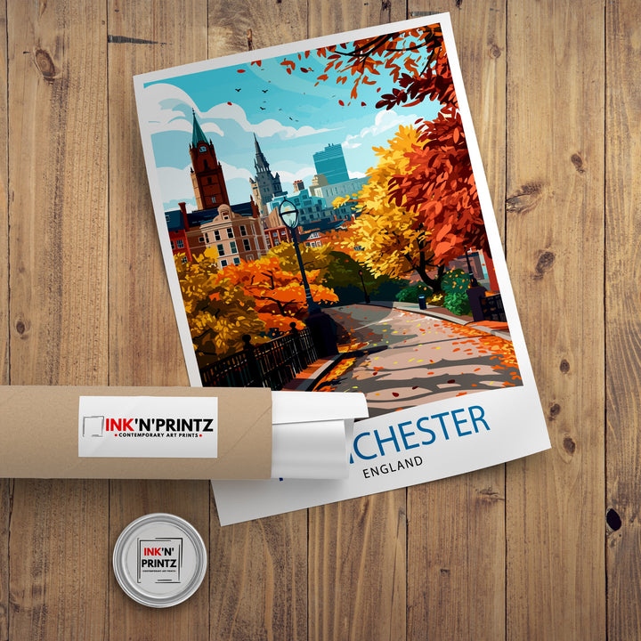 Manchester Travel Poster Manchester Wall Art Manchester Cityscape Travel Poster Home Decor Gift for Travelers
