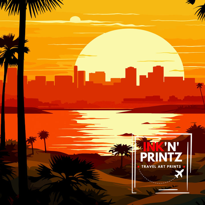 San Diego Travel Print| San Diego Wall Art California Illustration San Diego Travel Poster San Diego Home Decor San Diego Gift