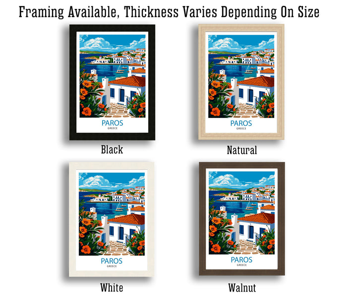 Paros Greece Print Greek Island Art Cyclades Seascape Poster Paros Beach Wall Decor Aegean Sea Illustration Mediterranean Travel Artwork