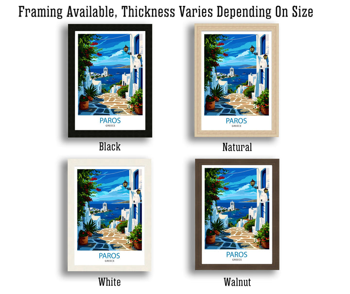 Paros Greece Print Greek Island Art Cyclades Seascape Poster Paros Beach Wall Decor Aegean Sea Illustration Mediterranean Travel Artwork