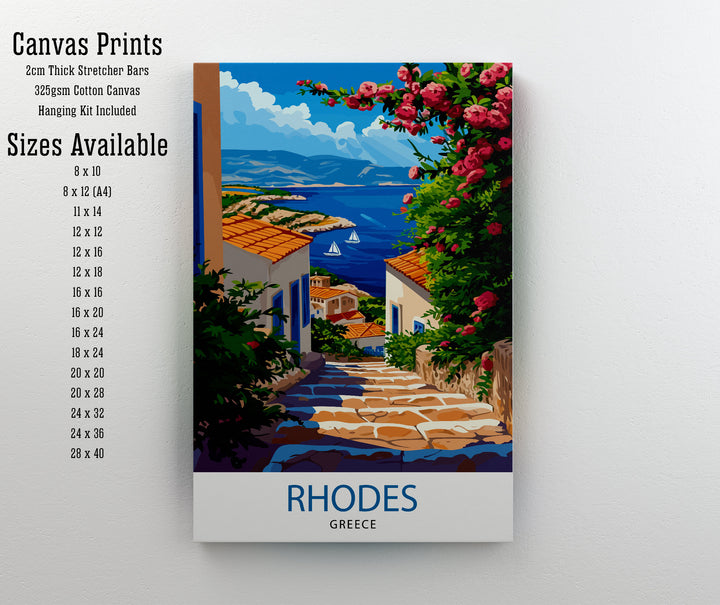 Rhodes Greece Travel Print Rhodes Island Wall Decor Rhodes Greece Poster Greek Island Travel Prints Rhodes Art Print Rhodes Illustration