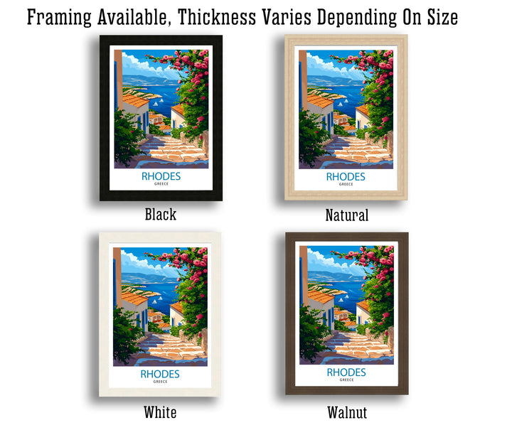 Rhodes Greece Travel Print Rhodes Island Wall Decor Rhodes Greece Poster Greek Island Travel Prints Rhodes Art Print Rhodes Illustration