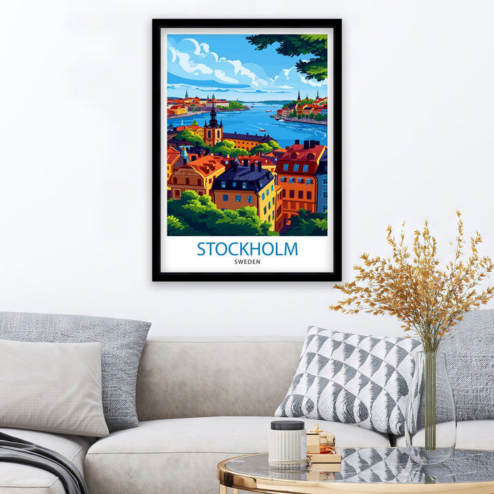Stockholm Sweden Travel Print Stockholm Wall Art Sweden Illustration Scandinavian Travel Poster Gift for Traveler Sweden Home Decor