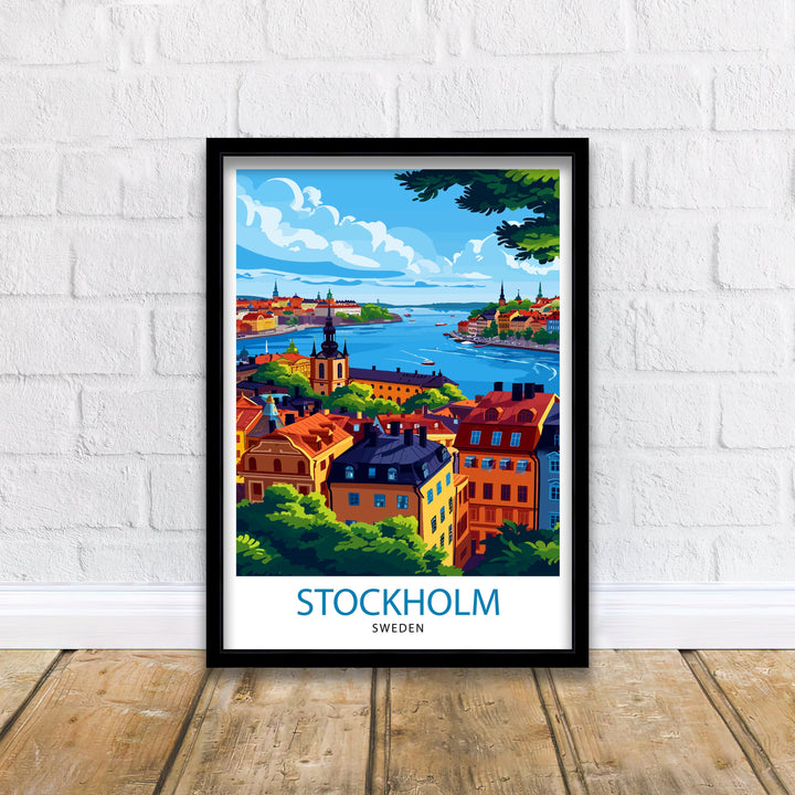 Stockholm Sweden Travel Print Stockholm Wall Art Sweden Illustration Scandinavian Travel Poster Gift for Traveler Sweden Home Decor