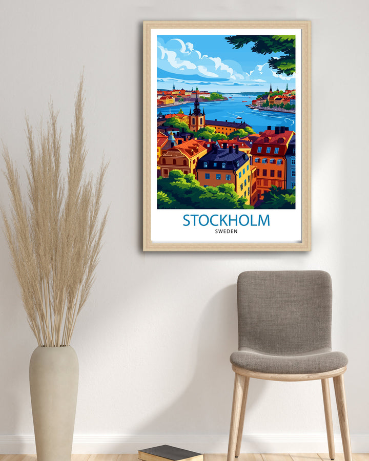 Stockholm Sweden Travel Print Stockholm Wall Art Sweden Illustration Scandinavian Travel Poster Gift for Traveler Sweden Home Decor