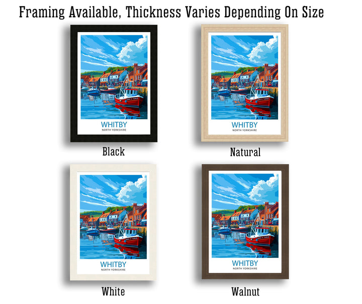 Whitby Harbour Travel Print Whitby Wall Decor Whitby Home Living Decor Whitby Illustration Travel Poster Gift For Whitby UK Home Decor