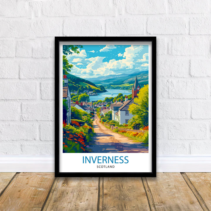 Inverness Scotland Print Highland City Art Scottish Landscape Poster Loch Ness Wall Decor UK Urban Illustration Celtic Heritage Artwork