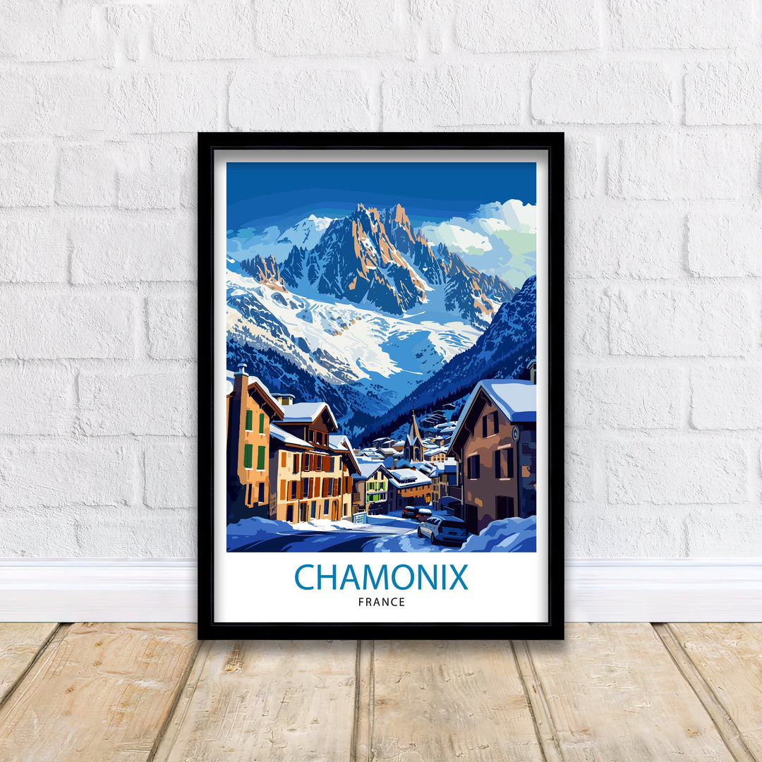 Chamonix France Poster Alpine Town Art Mont Blanc Poster French Alps