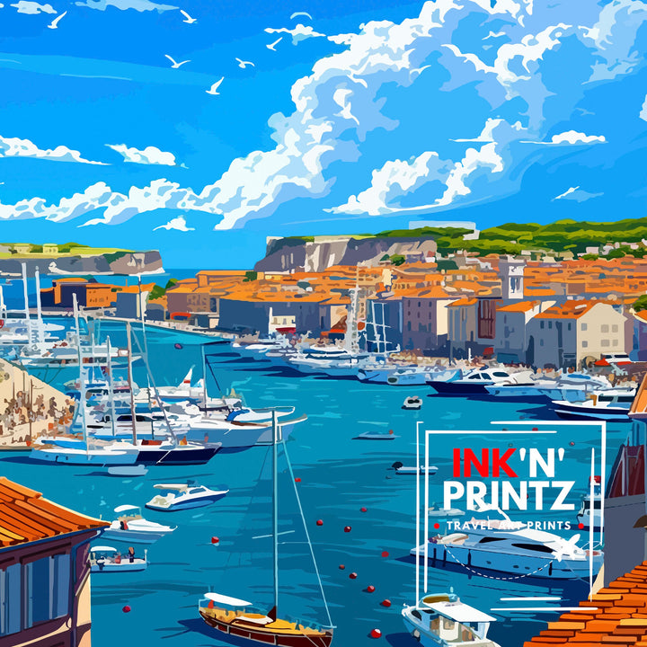 Marseille France Travel Print Marseille Wall Decor Marseille Poster France Travel Prints Marseille Art Print Marseille Illustration