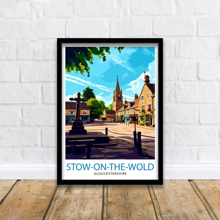 Stow on the Wold Travel Print England Wall Decor Stow on the Wold Illustration Travel Poster Gift England Home Decor