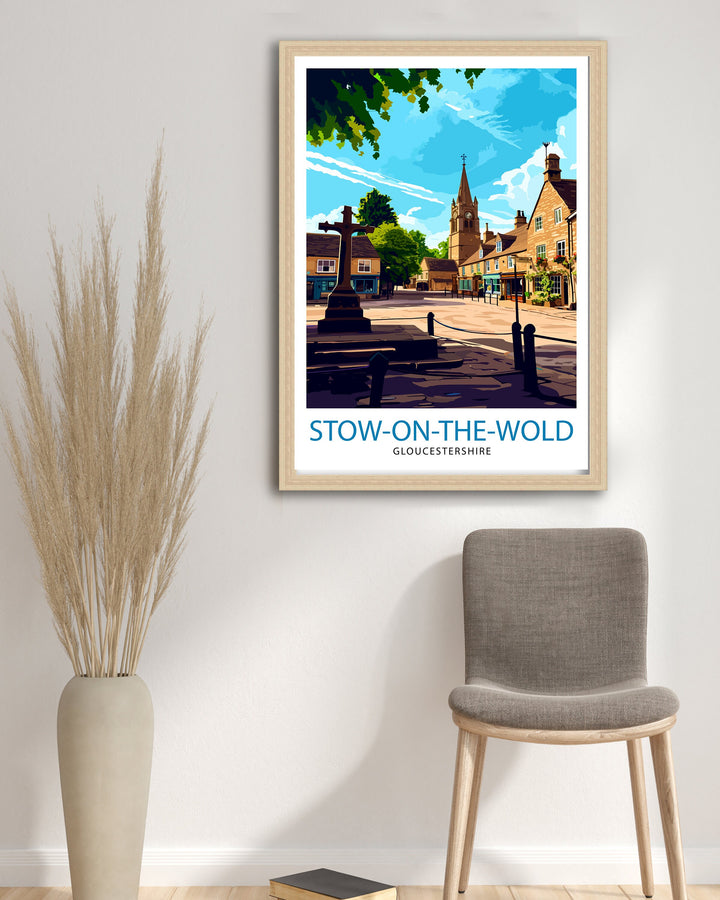 Stow on the Wold Travel Print England Wall Decor Stow on the Wold Illustration Travel Poster Gift England Home Decor