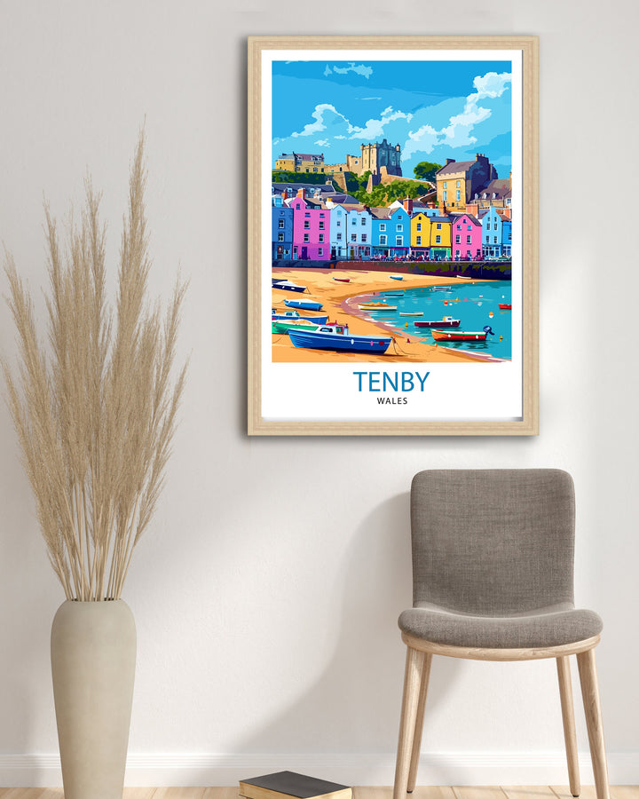 Tenby Pembrokshire Travel Poster, Art Poster , Wall Art, Art Poster