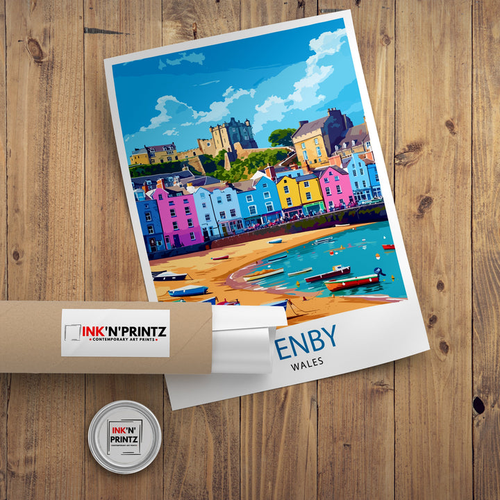 Tenby Pembrokshire Travel Poster, Art Poster , Wall Art, Art Poster
