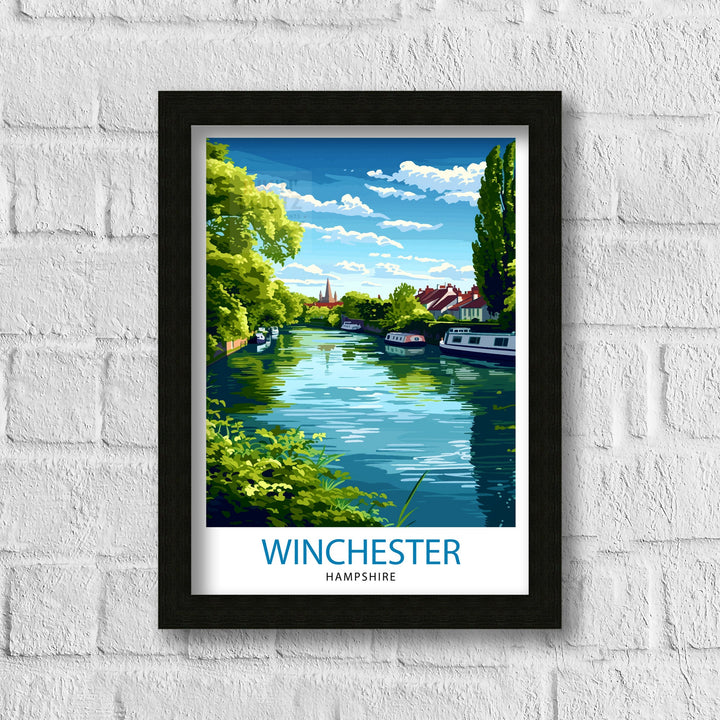 Winchester England Print Historic City Art Winchester Cathedral Poster English Heritage Wall Decor Hampshire Town Illustration British