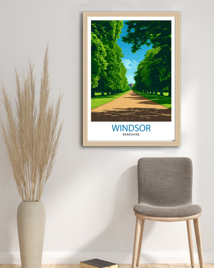 Windsor Berkshire Travel Print Windsor Wall Decor Windsor Home Living Decor Windsor Illustration Travel Poster Gift for Windsor Berkshire UK