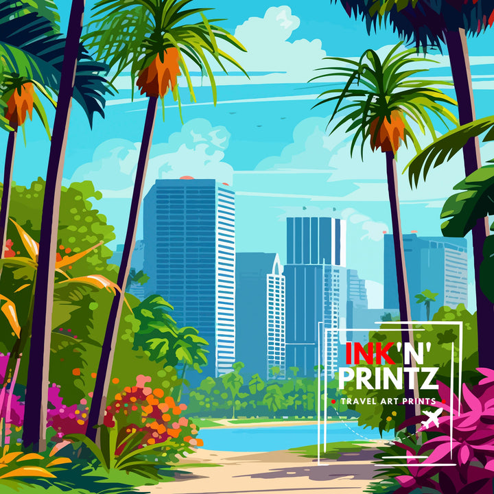 Tampa Bay Florida Travel Poster Tampa Bay Wall Art Florida Poster, Tampa Bay Illustration Travel Poster Gift For Tampa Bay Florida Home Decor