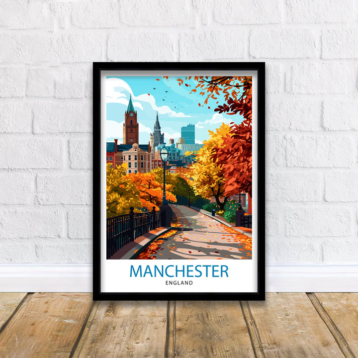 Manchester Travel Poster Manchester Wall Art Manchester Cityscape Travel Poster Home Decor Gift for Travelers
