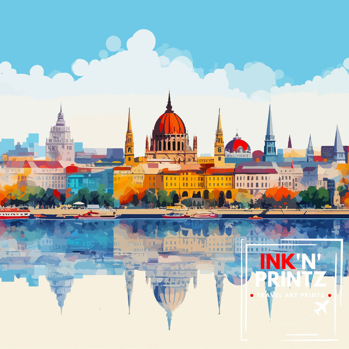 Budapest Hungary Travel Print Budapest Wall Art Hungary Illustration Budapest Poster Hungary Travel Decor Budapest Home Decor Travel Poster