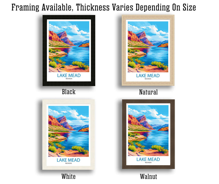 Lake Mead Nevada Poster Desert Reservoir Art Hoover Dam Poster Recreational Area