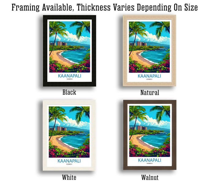 Kaanapali Beach Travel Poster Hawaii Wall Art Maui Island Decor Kaanapali Beach Illustration Travel Poster Gift Beach House Decor