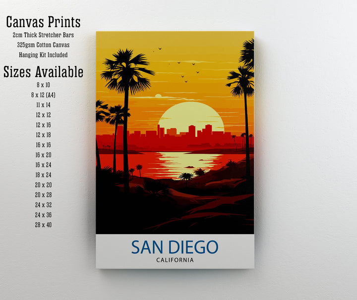 San Diego Travel Print| San Diego Wall Art California Illustration San Diego Travel Poster San Diego Home Decor San Diego Gift