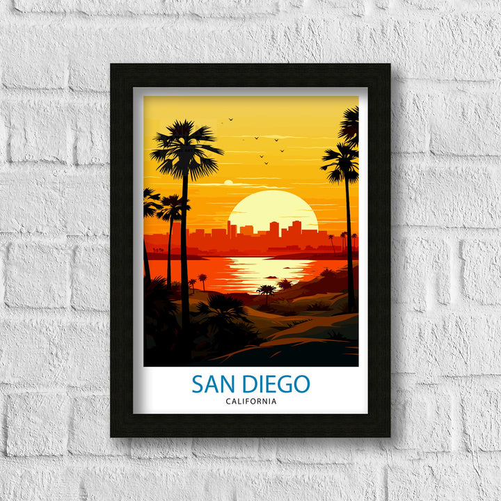 San Diego Travel Print| San Diego Wall Art California Illustration San Diego Travel Poster San Diego Home Decor San Diego Gift