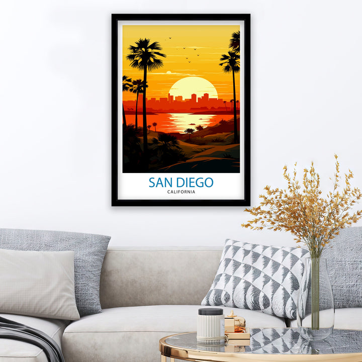 San Diego Travel Print| San Diego Wall Art California Illustration San Diego Travel Poster San Diego Home Decor San Diego Gift