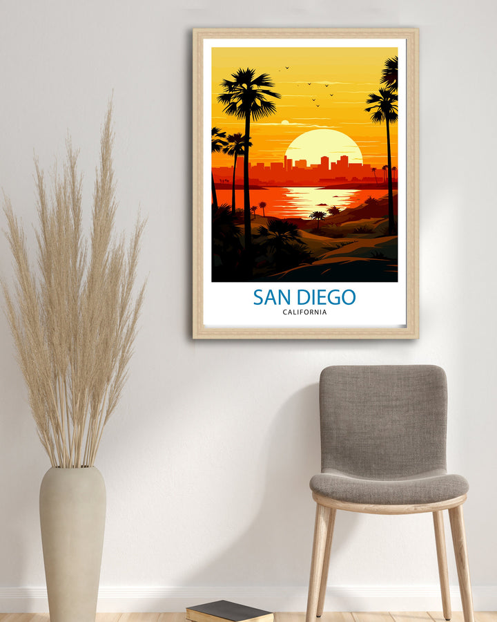 San Diego Travel Print| San Diego Wall Art California Illustration San Diego Travel Poster San Diego Home Decor San Diego Gift