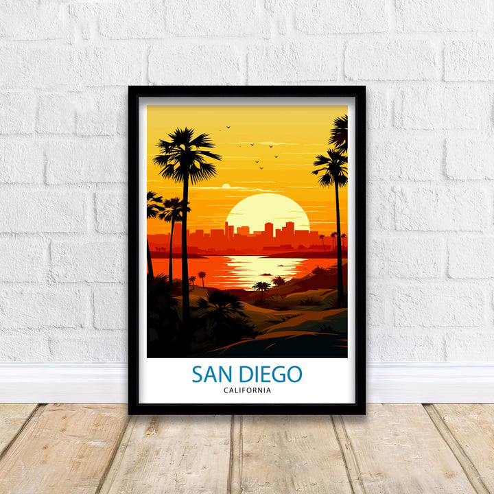 San Diego Travel Print| San Diego Wall Art California Illustration San Diego Travel Poster San Diego Home Decor San Diego Gift