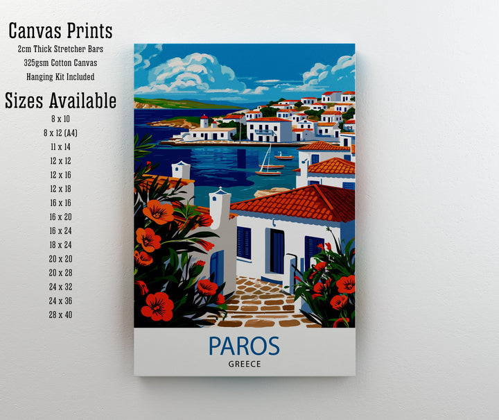 Paros Greece Print Greek Island Art Cyclades Seascape Poster Paros Beach Wall Decor Aegean Sea Illustration Mediterranean Travel Artwork
