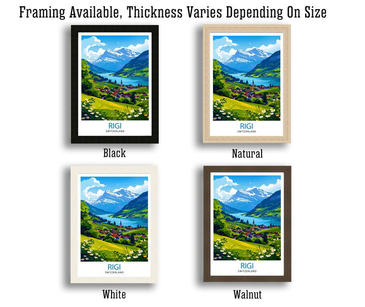 Rigi Switzerland Print Swiss Mountain Art Lake Lucerne View Poster Alpine Landscape Decor Rigi Kulm Summit Illustration Hiking Adventure