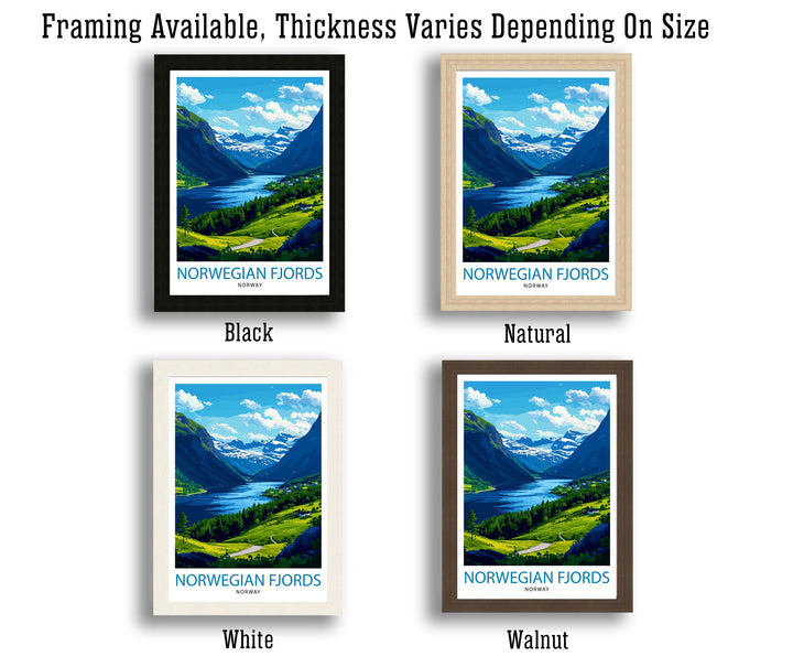 Norwegian Fjords Print Majestic Norway Landscape Art Scenic Fjord Poster Nordic Nature Wall Decor Norway Travel Illustration Beautiful