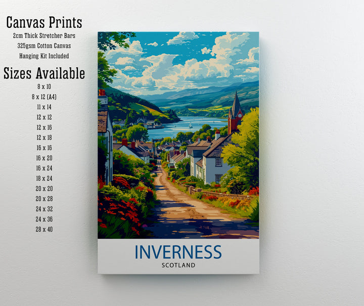 Inverness Scotland Print Highland City Art Scottish Landscape Poster Loch Ness Wall Decor UK Urban Illustration Celtic Heritage Artwork