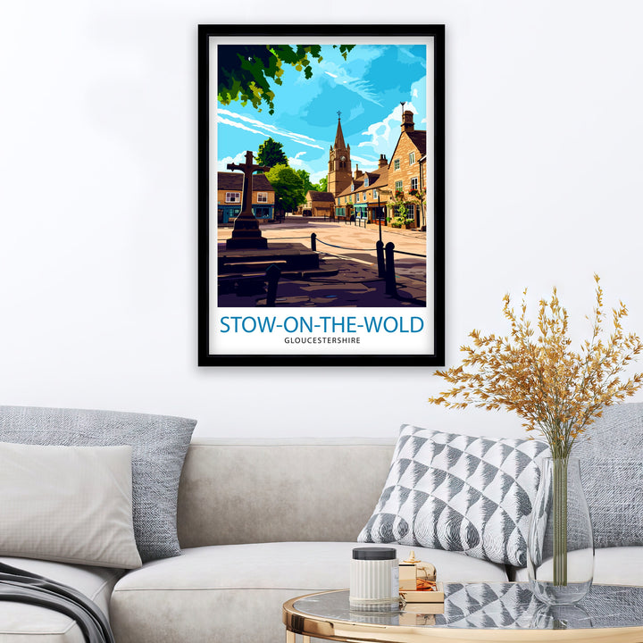 Stow on the Wold Travel Print England Wall Decor Stow on the Wold Illustration Travel Poster Gift England Home Decor