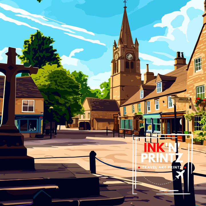 Stow on the Wold Travel Print England Wall Decor Stow on the Wold Illustration Travel Poster Gift England Home Decor