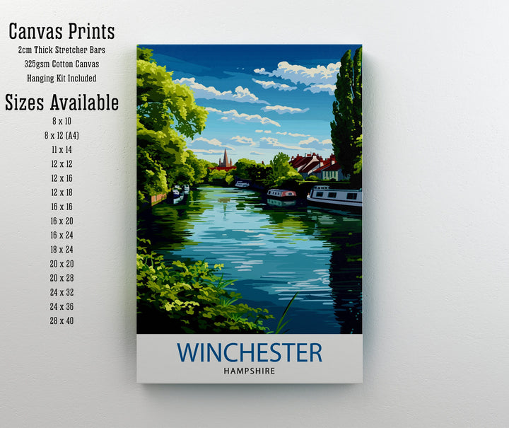 Winchester England Print Historic City Art Winchester Cathedral Poster English Heritage Wall Decor Hampshire Town Illustration British