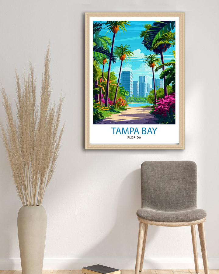 Tampa Bay Florida Travel Poster Tampa Bay Wall Art Florida Poster, Tampa Bay Illustration Travel Poster Gift For Tampa Bay Florida Home Decor
