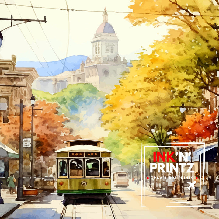 Asheville North Carolina Travel Poster Blue Ridge Mountains Art Southern Charm Poster