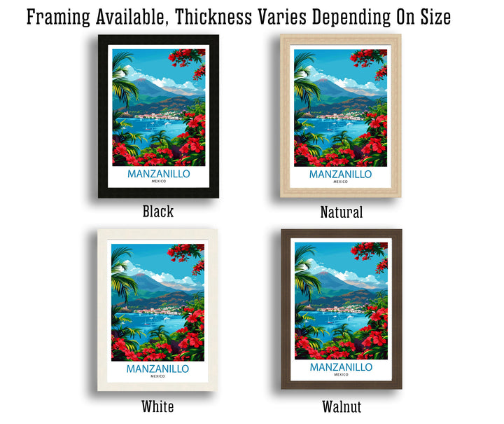 Manzanillo Mexico Travel Poster Tropical Paradise Art Mexican Beach Resort Poster Pacific Coast