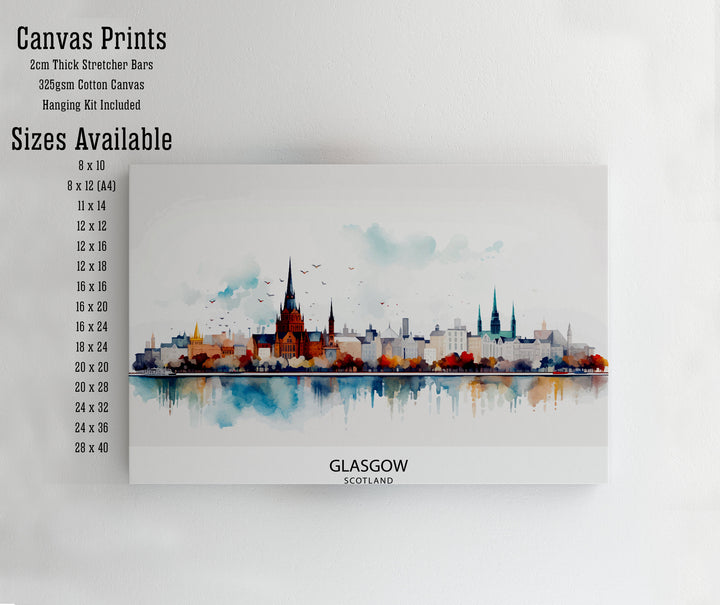 Glasgow Skyline Art Poster Scottish Cityscape Poster Urban Glasgow