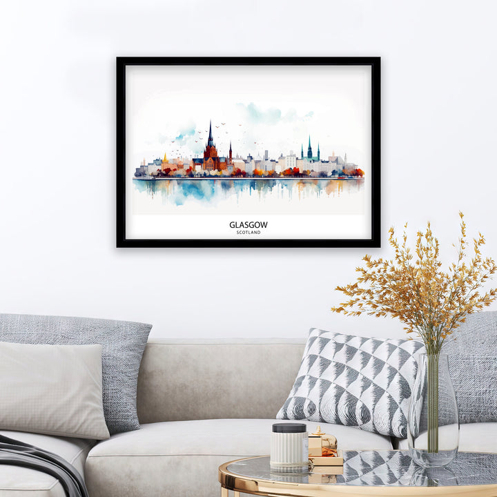 Glasgow Skyline Art Poster Scottish Cityscape Poster Urban Glasgow