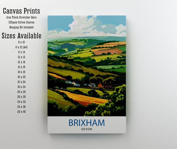 Brixham Devon Travel Poster English Seaside Town Art Devonshire Harbor Poster British Coastal