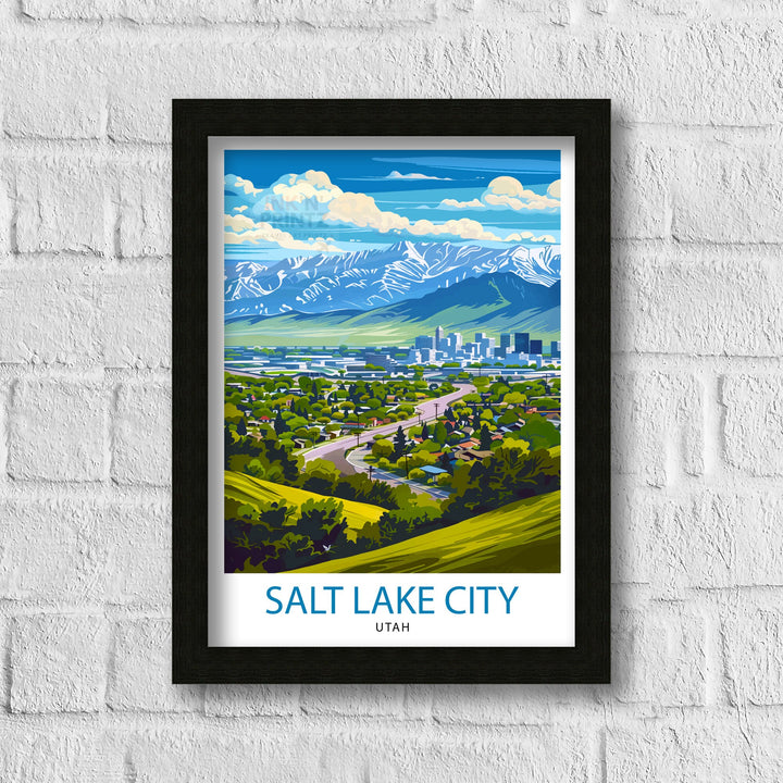 Salt Lake City Utah Poster Urban Mountain Art Great Salt Lake Poster Utah Capital