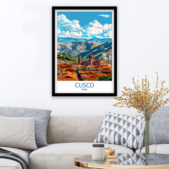 Cusco Peru Travel Poster Ancient Inca Capital Art Andean Cityscape Poster Peruvian Culture