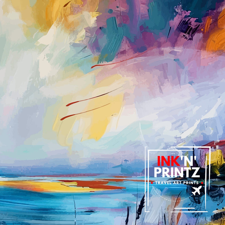 Lake Garda Abstract Art Poster Italian Lakescape Essence Garda Watercolor Poster Italy Serenity