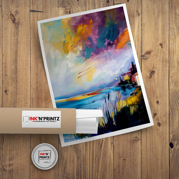 Lake Garda Abstract Art Poster Italian Lakescape Essence Garda Watercolor Poster Italy Serenity